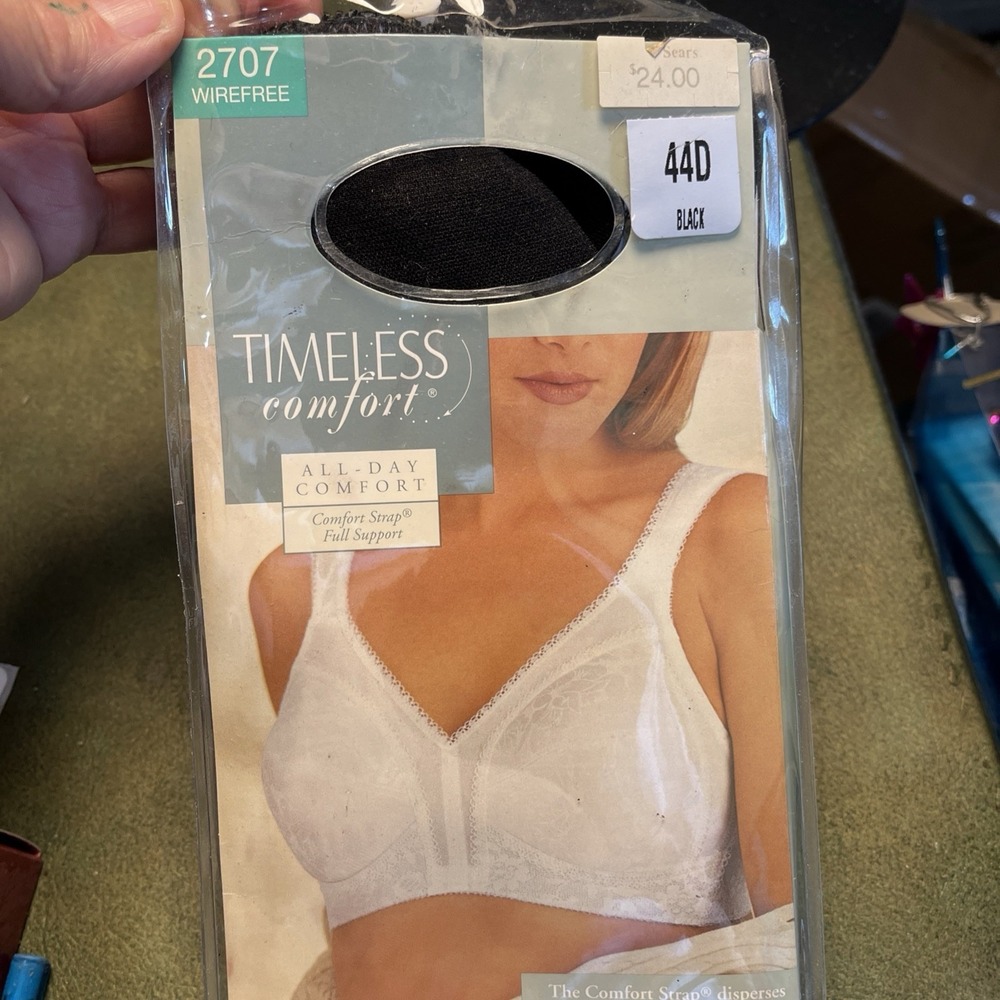Vintage Sears Timeless Comfort Lace Cup Bra White 44D Full Coverage NEW
